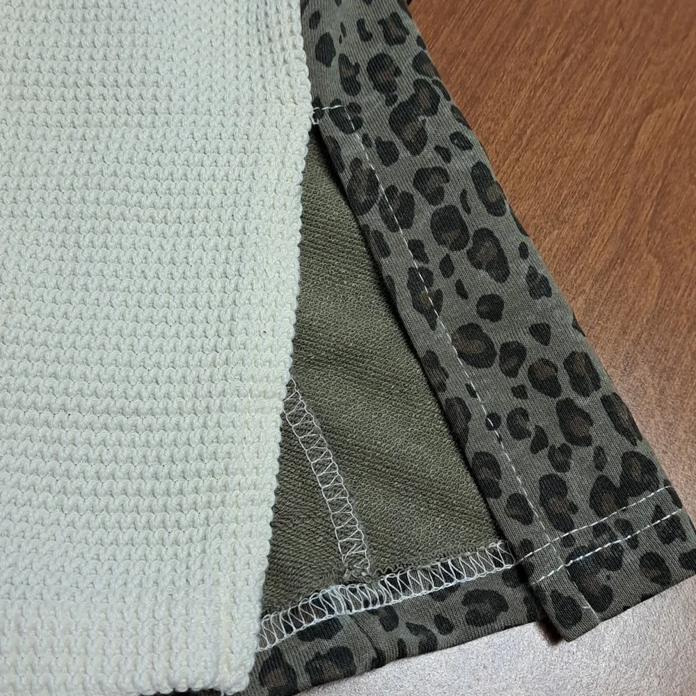 POL Two-Tone Leopard Trim Cream Lounge Pants Wide Leg Inseam 28.5 - Picture 8 of 9